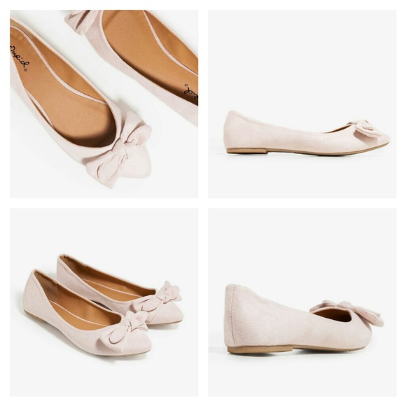 Qupid Shoes - Nude Bow Flat (Size 6,10)